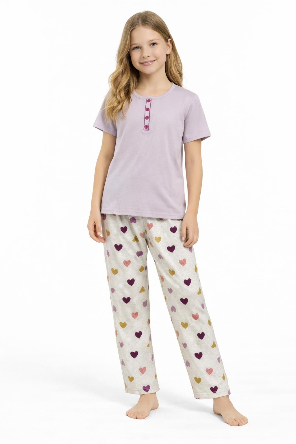 Lavanta Kalp Anne & Kız Pijama