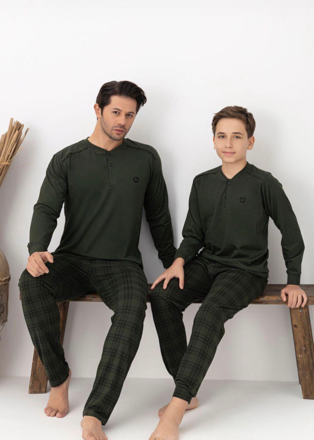 Baba Oğul Haki Pijama Takımı