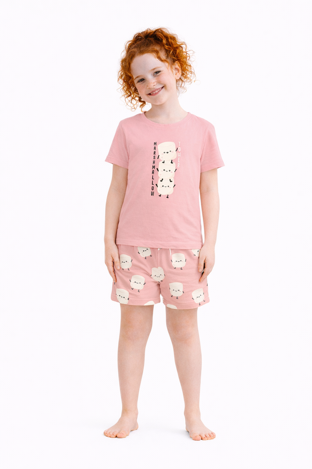 Marshmallow Kısa Kol Şort Anne Kız Penye Pijama