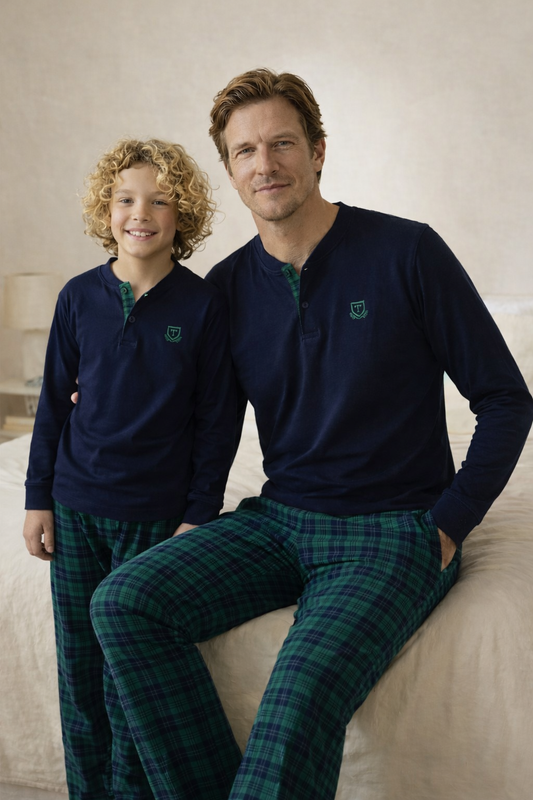 Baba Oğul Yeşil Ekose Pijama Takımı