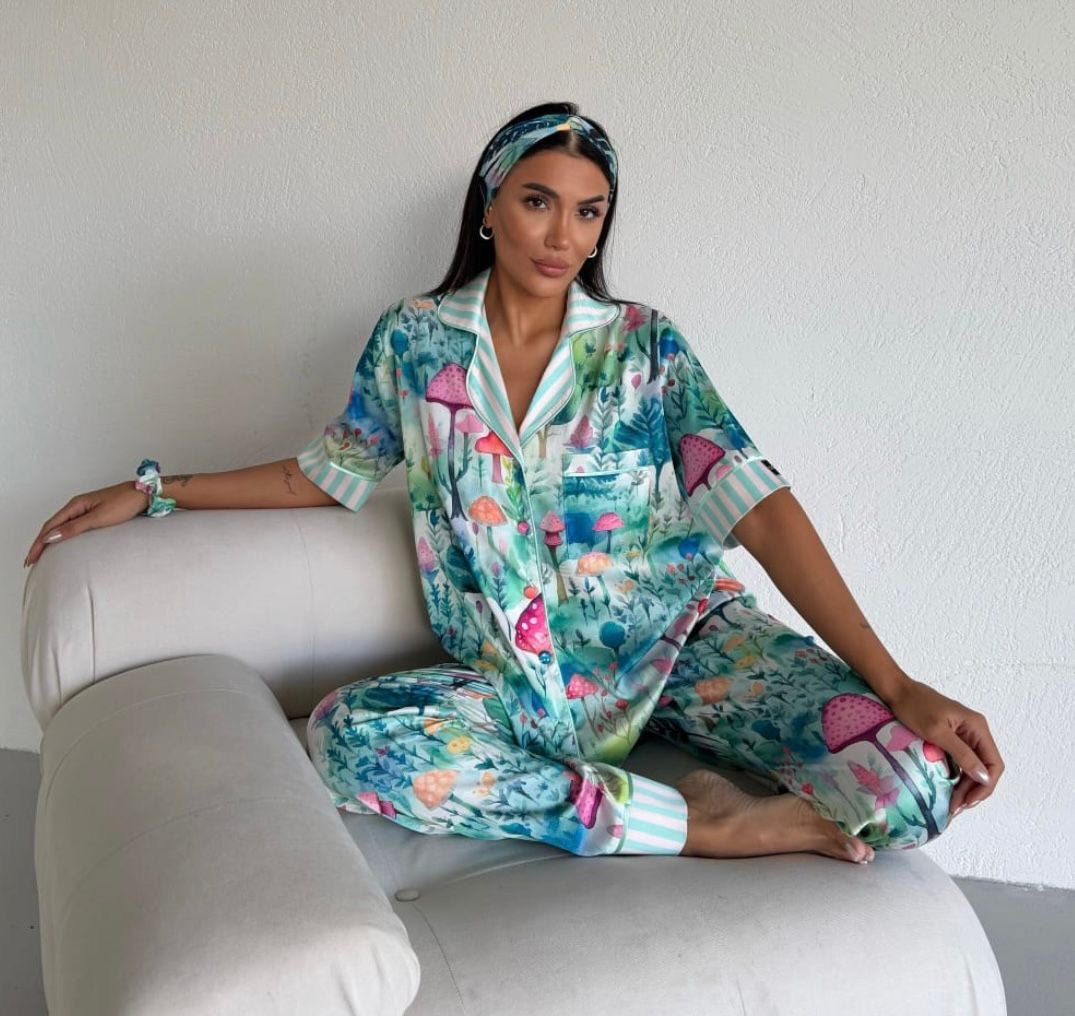 Magic Mushroom Saten Kadın Pijama