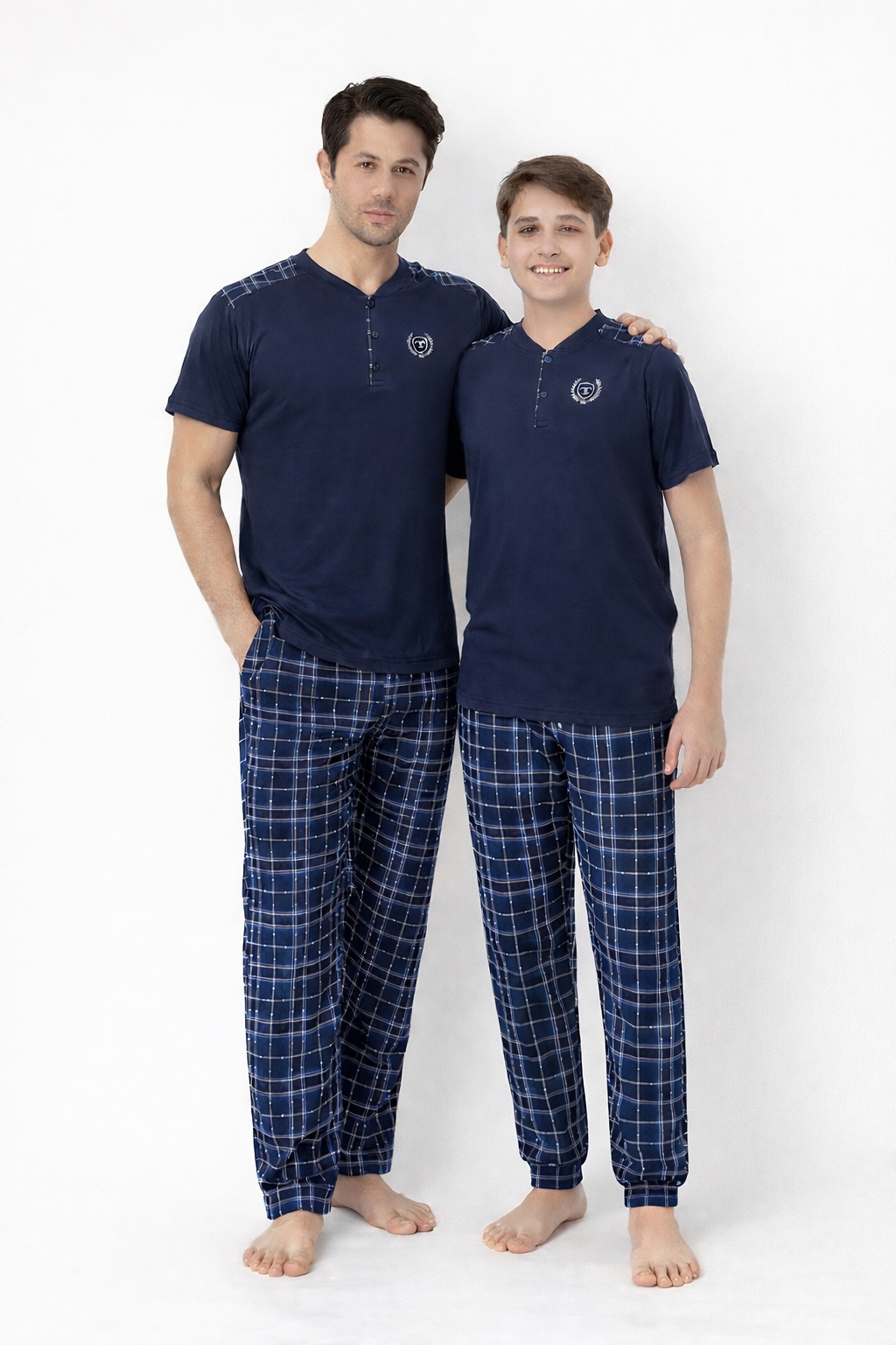 Baba Oğul Lacivert Kısa Kol Pijama Takımı