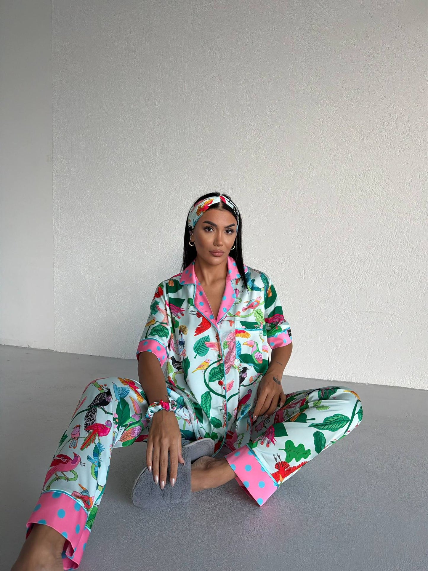 Luna Tropic Saten Kadın Pijama
