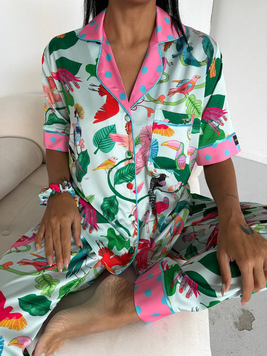 Luna Tropic Saten Kadın Pijama