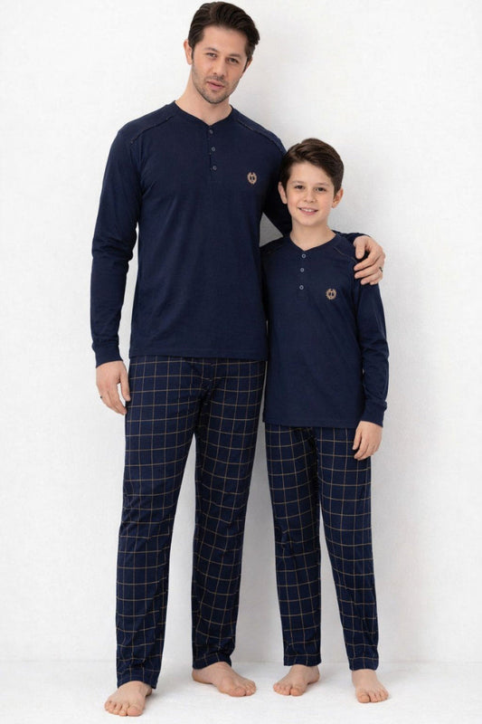 Baba Oğul Lacivert Pijama Takımı