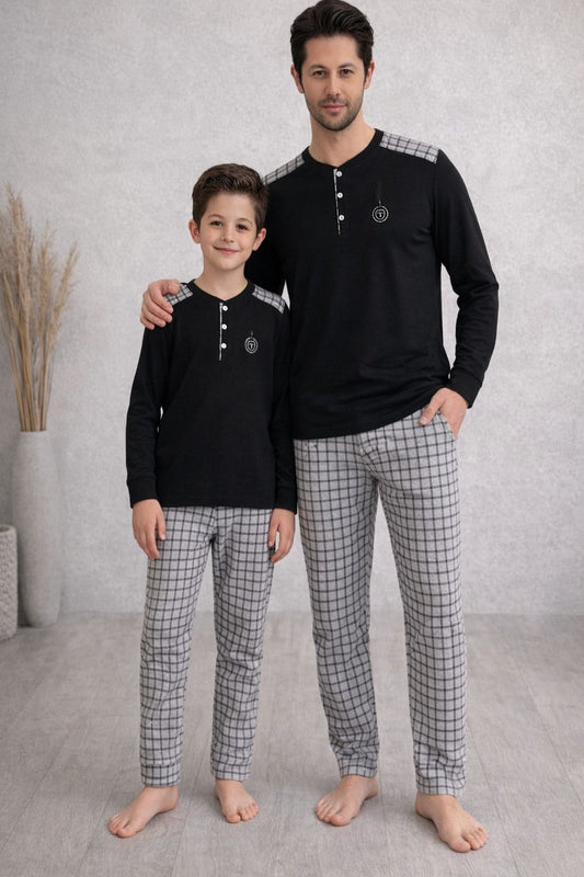 Baba Oğul Siyah  Pijama Takımı