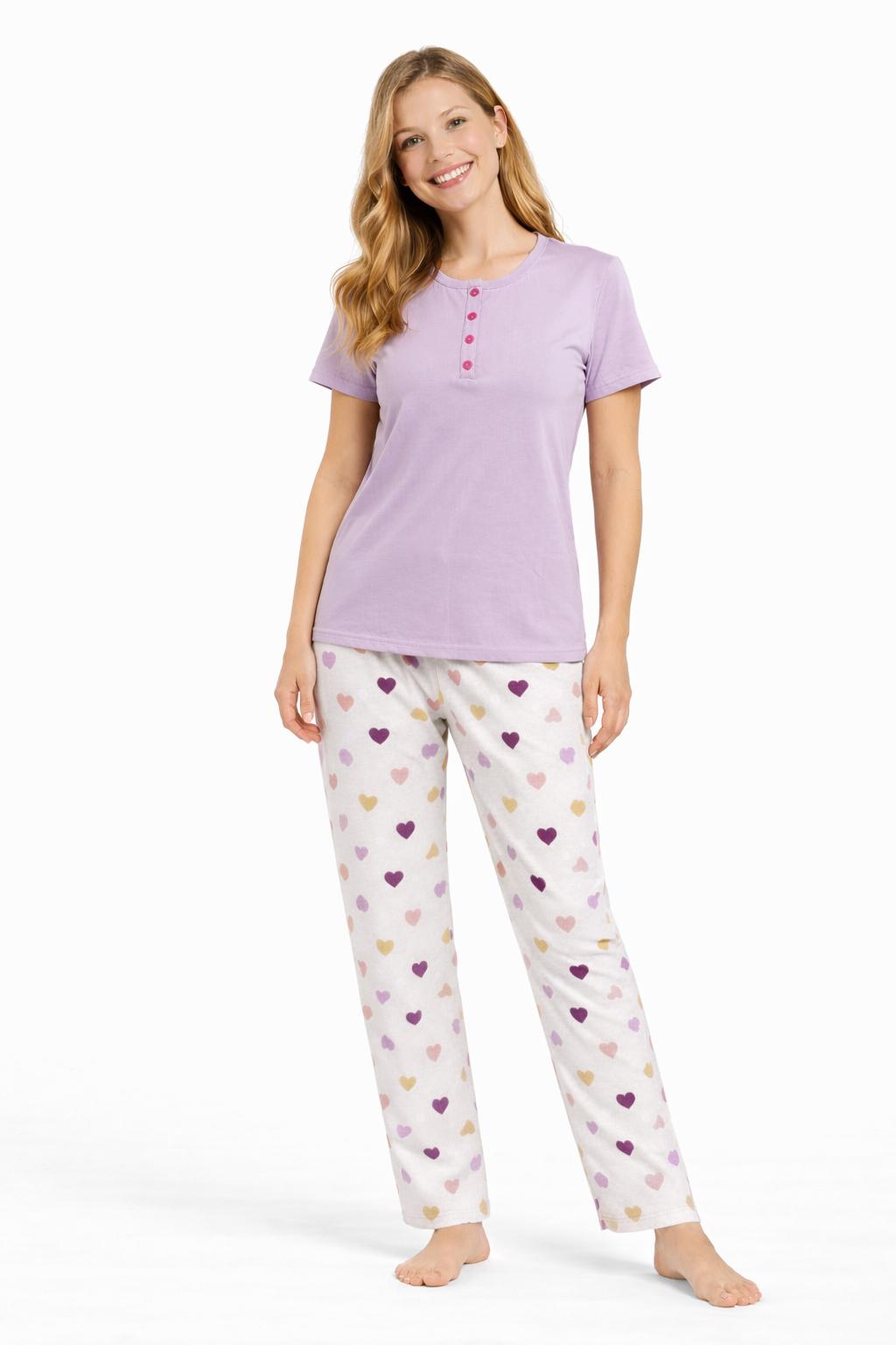 Lavanta Kalp Anne & Kız Pijama